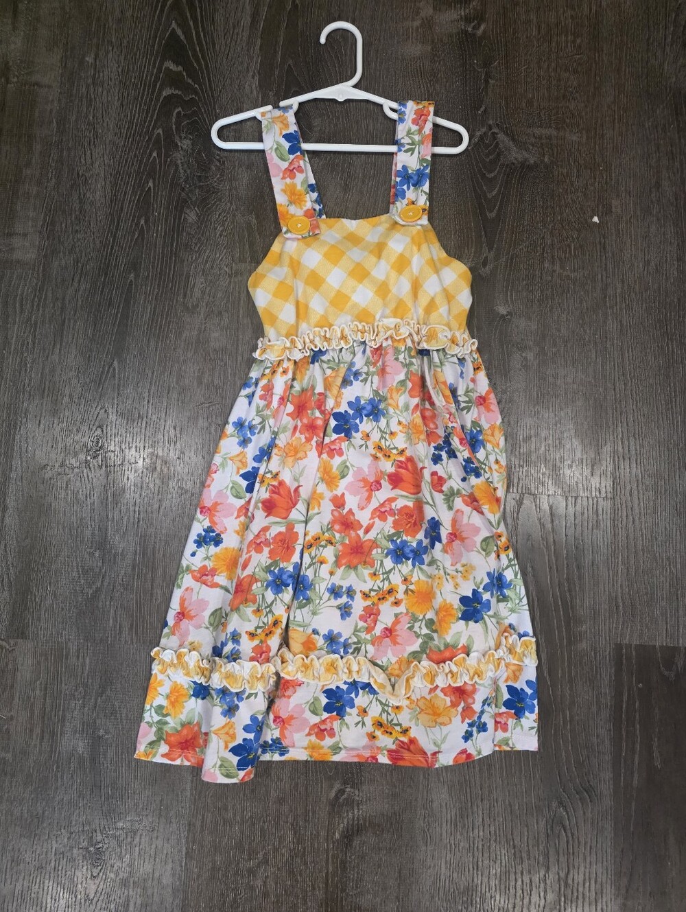 Jona Michelle Girls Sundress Floral Gingham Multicolor Dress Size 8